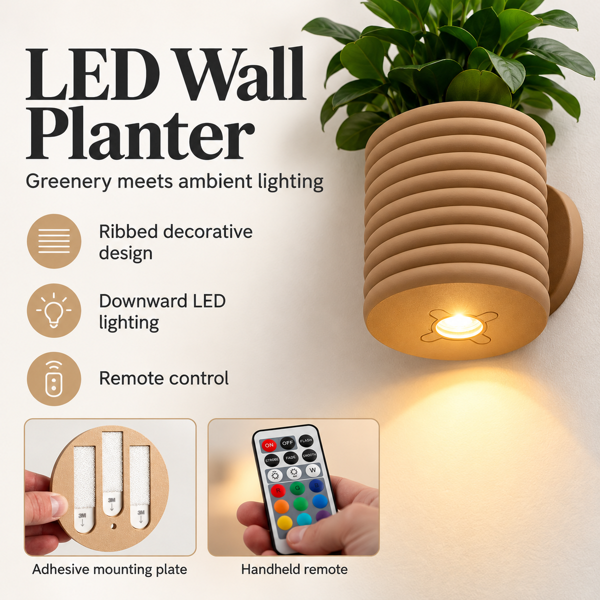 LED Wall Planter with Remote Control