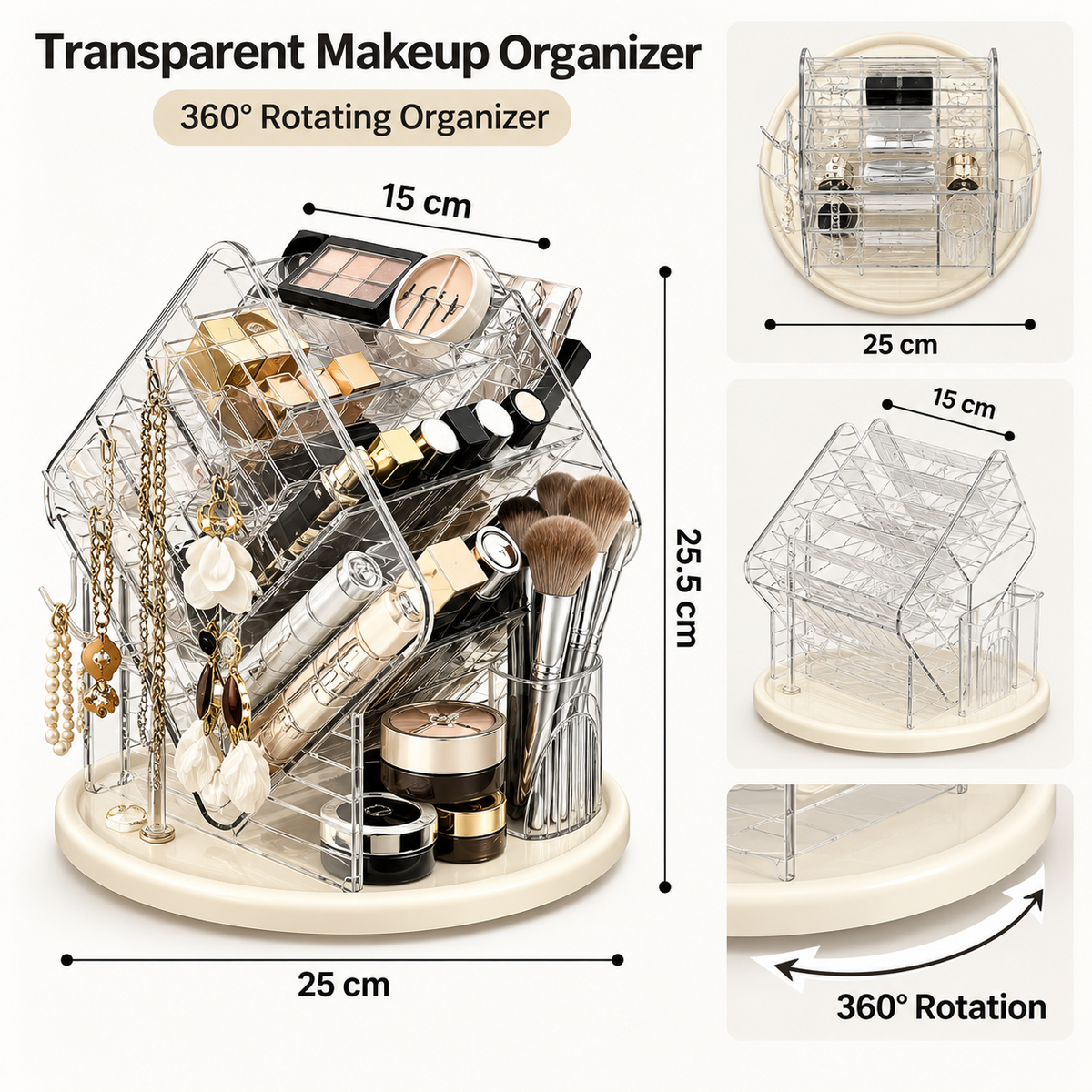 360° Rotating Makeup Organizer