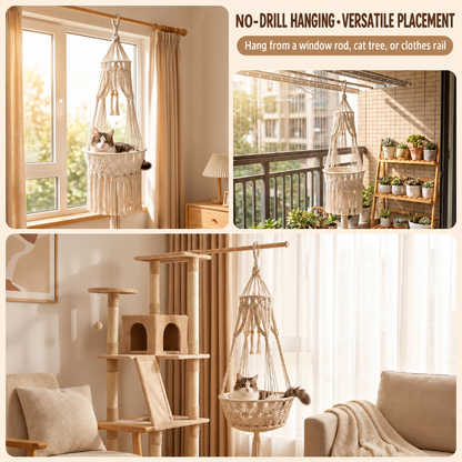 Macrame Hanging Cat Bed