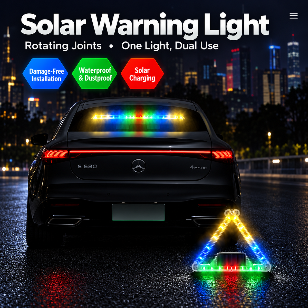 Solar LED Car Warning Light