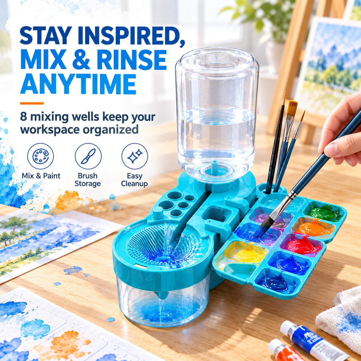 Paint Brush Rinser with Color Palette