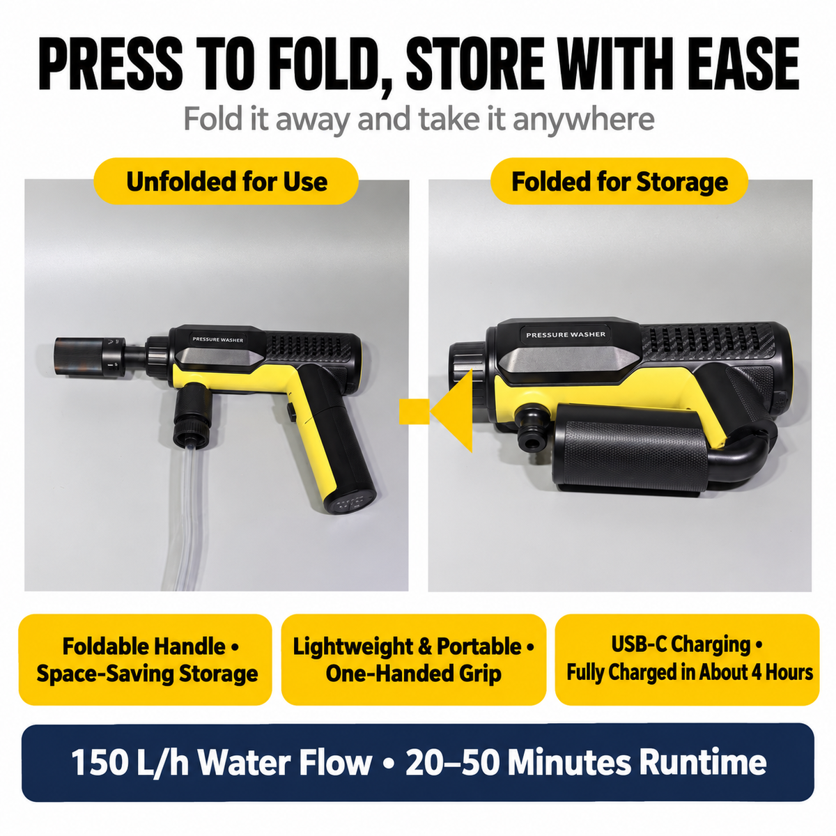 Foldable Cordless Pressure Washer