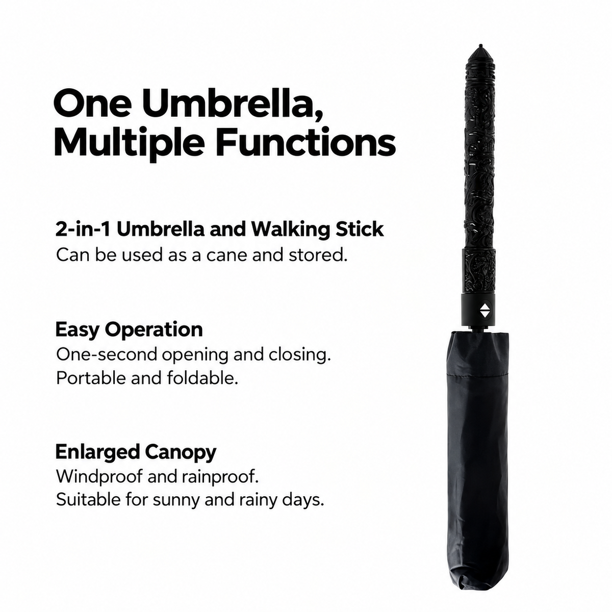 2-in-1 Walking Stick Umbrella