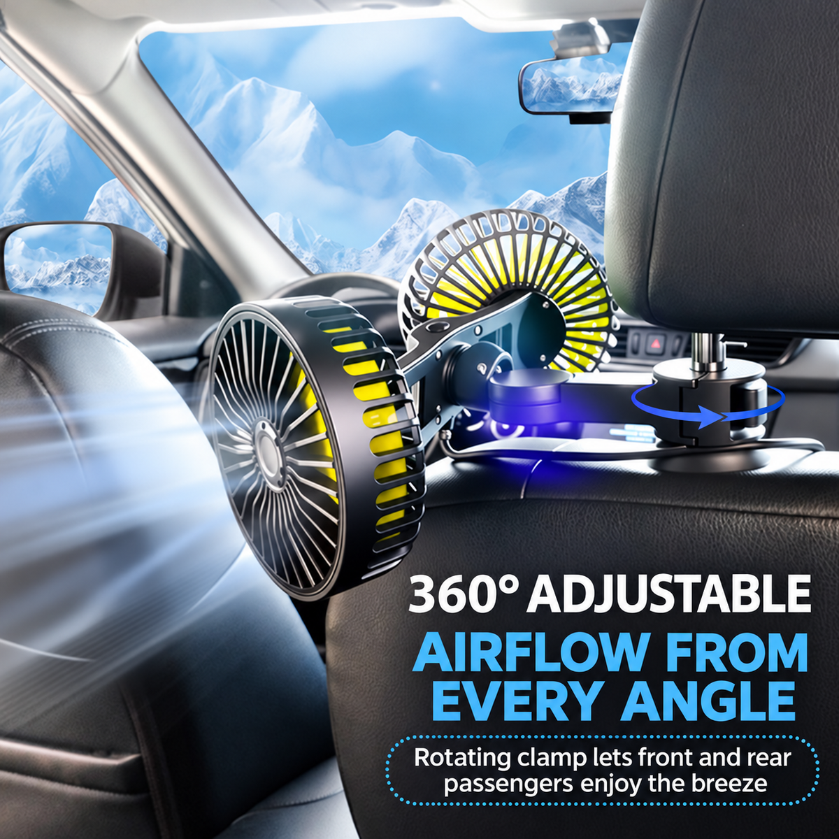Dual-Head Car Fan