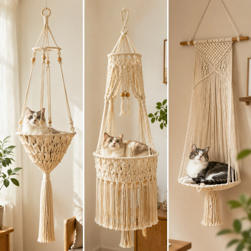 Macrame Hanging Cat Bed