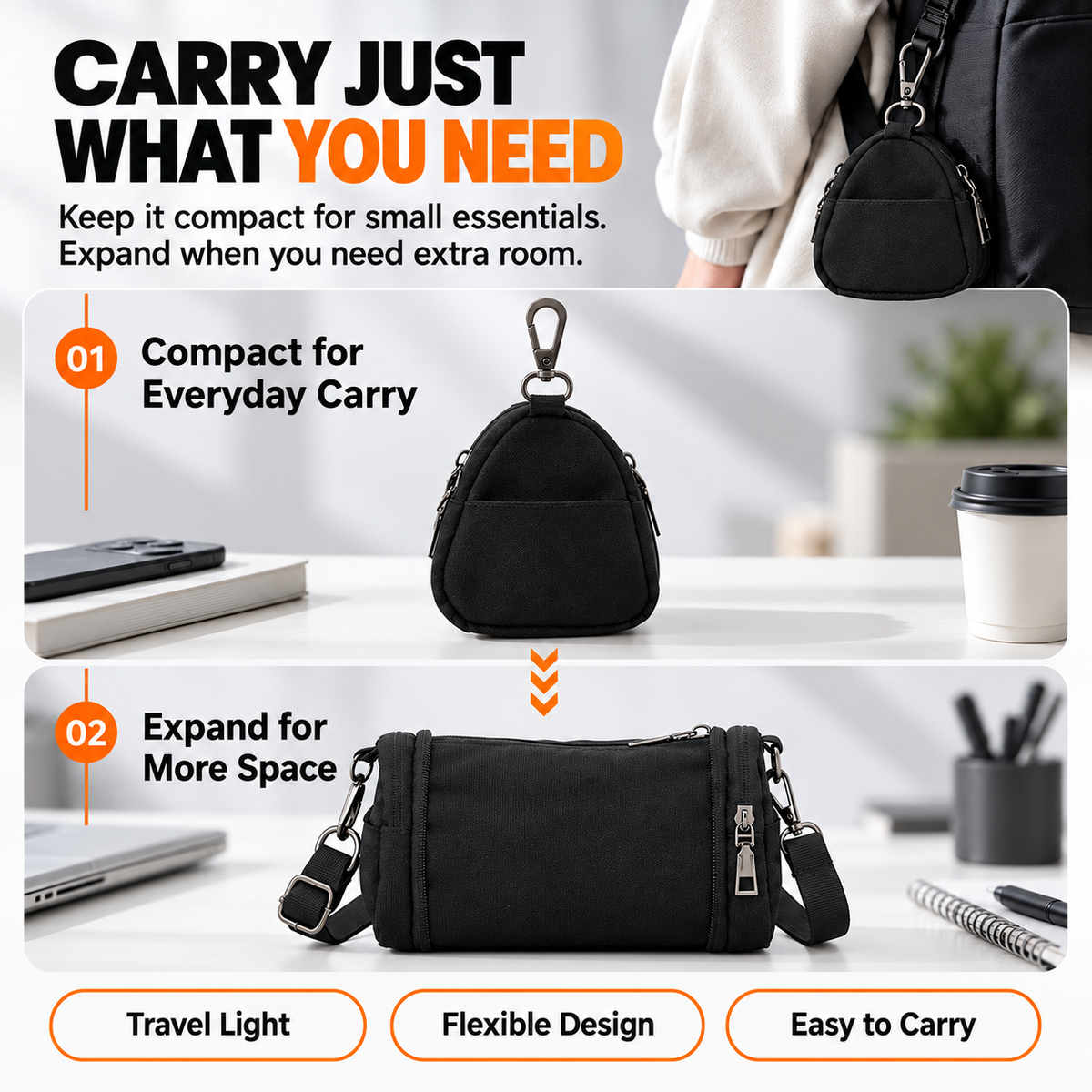 Expandable Mini Crossbody Bag