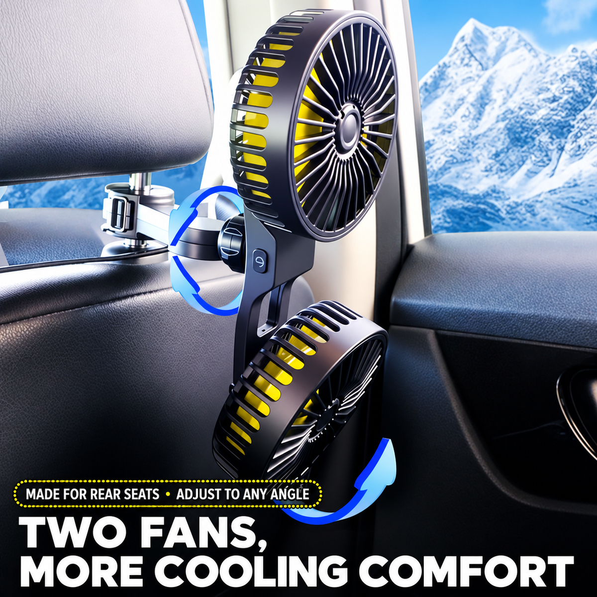 Dual-Head Car Fan